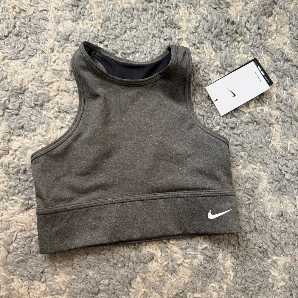 Nike NWT Carbon Heather Sports Bra High Neck